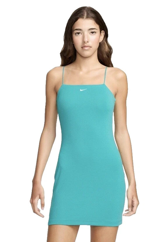 Nike Sportswear Chill Knit Women's Tight Mini-Rib Cami Dress  Teal  XL