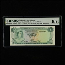 1974 Bahamas Central Bank 1 Dollar Pick#35a PMG 65 EPQ Gem UNC