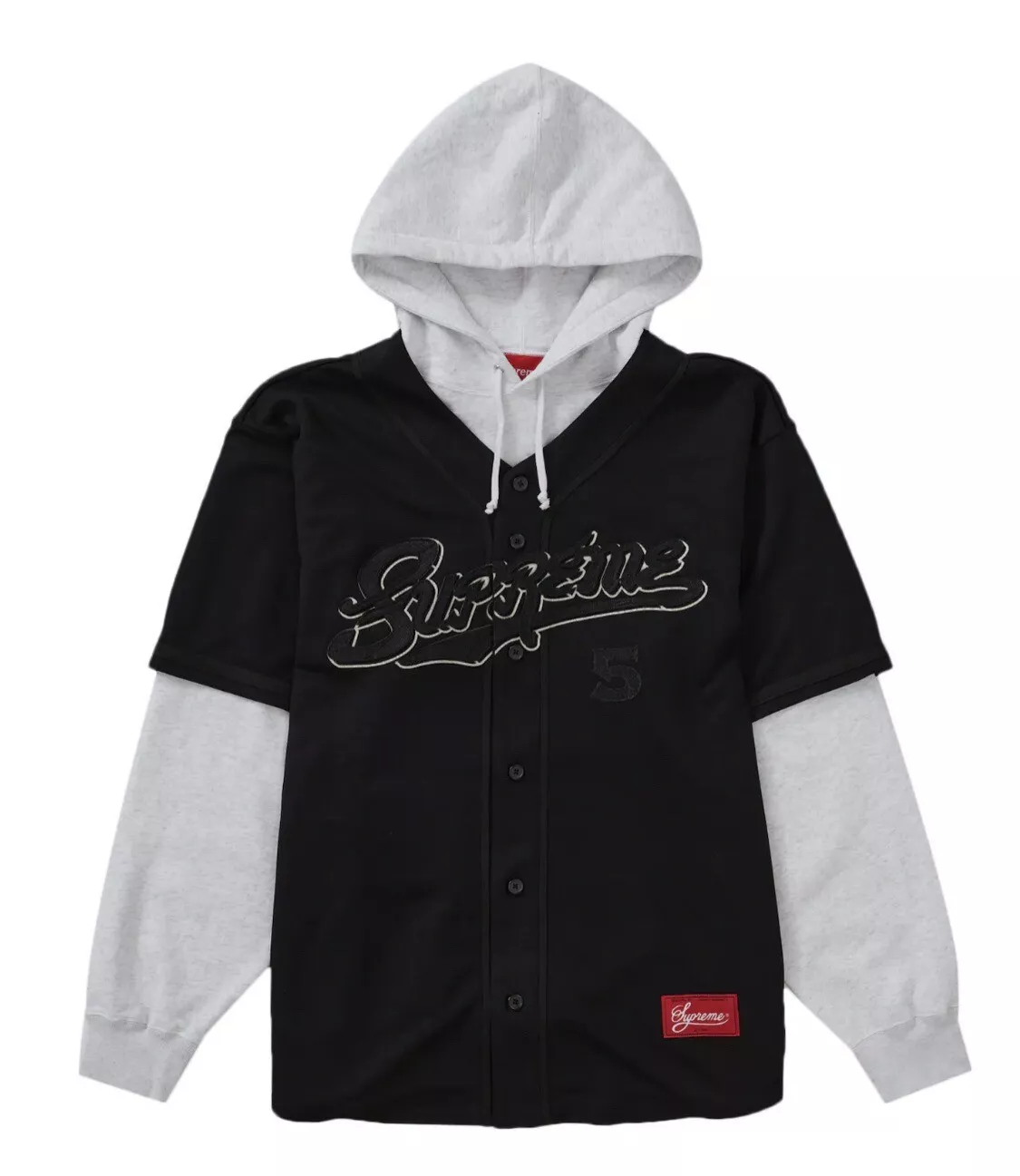 Sweat shirt à capuche maillot de baseball Supreme, X Large (Noir) SS22, NEUF AVEC ÉTIQUETTES