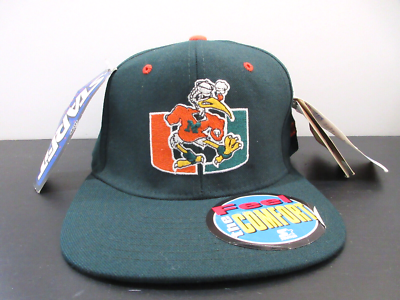 VINTAGE Miami Hurricanes Hat Cap Fitted Mens 7 1/4 Green Starter