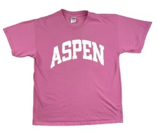 Aspen Colorado Tee Shirt Large Spell Out Logo Womens Large Pink