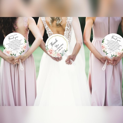 100 Pcs Wedding Hand Fans Handheld Wedding Favor Fans for Guests Bridal Shower - Picture 3 of 6