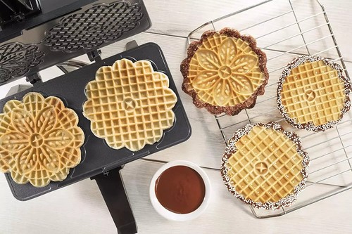 Pizzelle Maker Machine Iron Press Pastry Italian Waffle Cookie Cannoli Cannolo - Picture 2 of 7