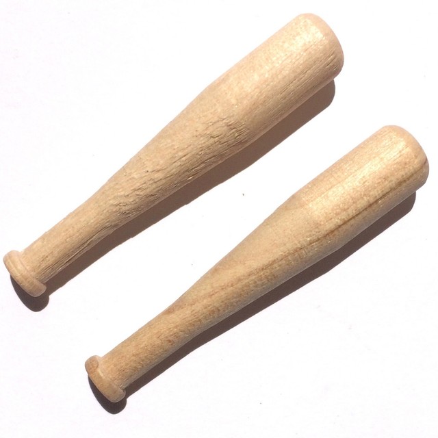 Dollhouse Miniature lot of 2 wooden wood Baseball Bats Sports Equipment