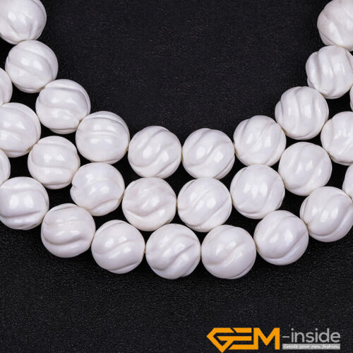 Natural White Shell Gemstone Hand Carved Flower Loose Beads For Jewelry Making - Picture 10 of 36