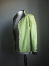 Vintage Green Leather Jacket 14 12 Blazer Two Tone Soft Smart Short Ladies Lime