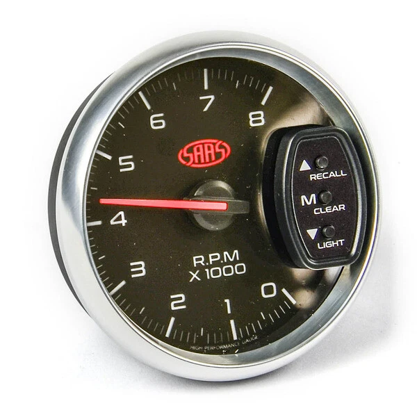 SAAS Muscle 3 SG32612 Tachometer 0-8000 RPM Tacho shiftlight Black 95mm 3-3/4" - Image 4 of 4