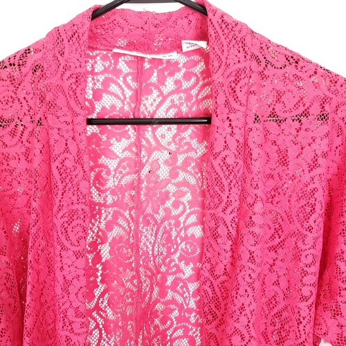 Womens Top M Open Front Crochet Mesh Lightweight Short Sleeve Dress Cover - Picture 2 of 9