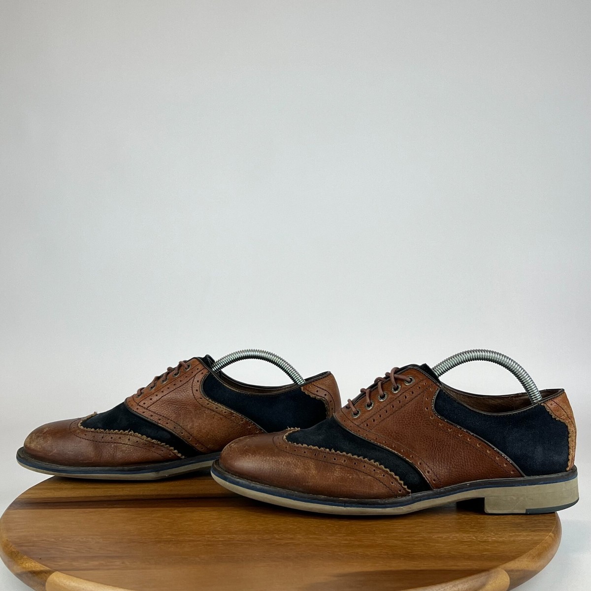 Mens Johnston & Murphy Wingtip Brogue Brown Blue Dress Derby  display picture 2