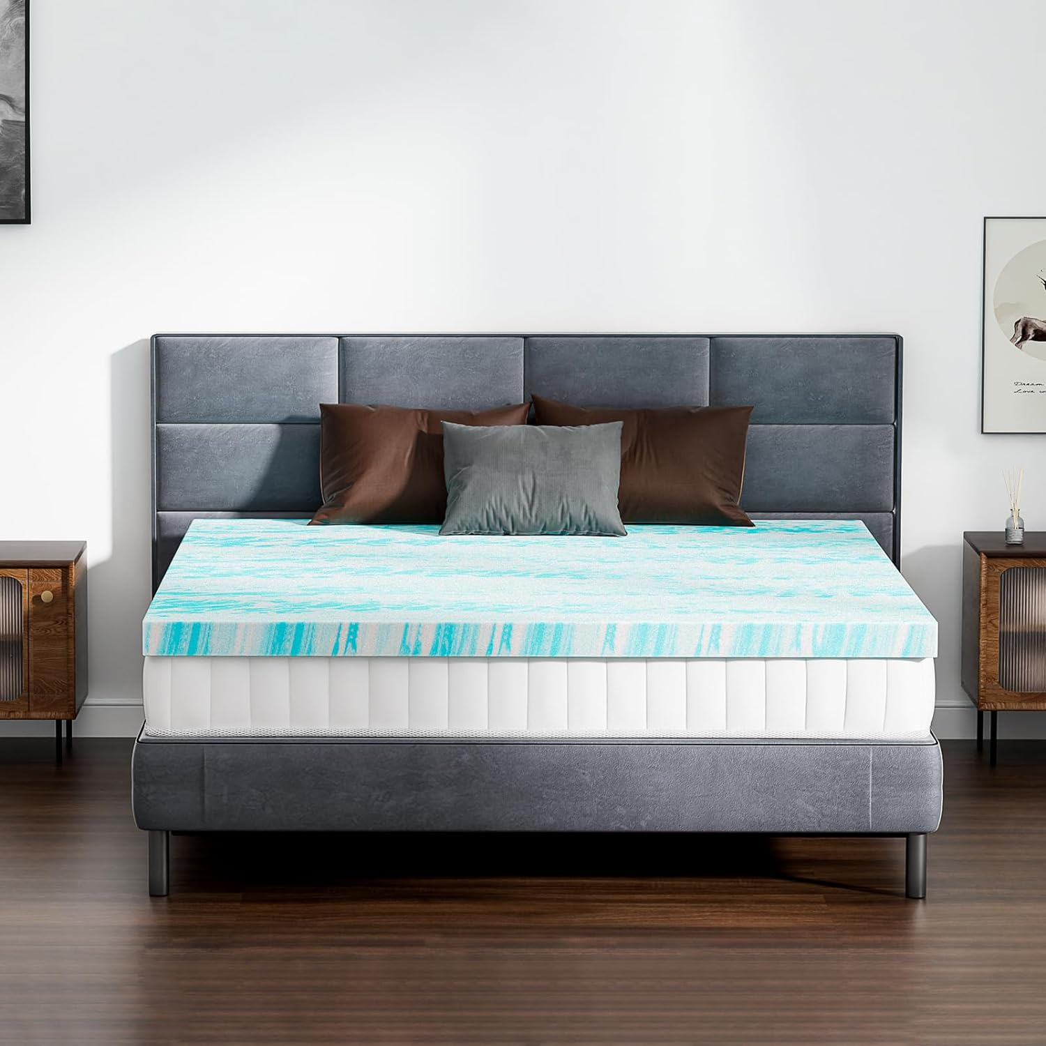 Mattress Topper - 2 Inch Gel Memory Foam Mattress Topper King for Back Pain,Cool-image