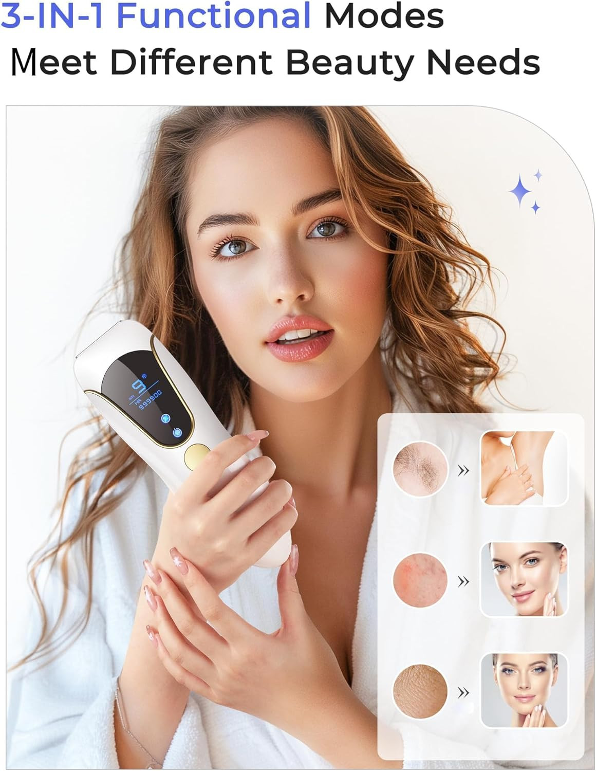 Epilatore Luce Pulsata 3in1 999,900 Luce Pulsata  Depilatore IPL 9 Livelli Energ - 4