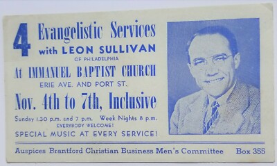 Vintage Ink Blotter Philadelphia Evangelistic Services Leon Sullivan Advert  E1B