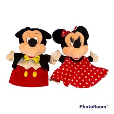 Mattel Vintage 1993 Disney Plush MICKEY MINNIE MOUSE HAND PUPPET