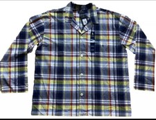 New Mens POLO Ralph Lauren Plaid Sleepwear Pajama Shirt Size XL Yellow Blue NWT
