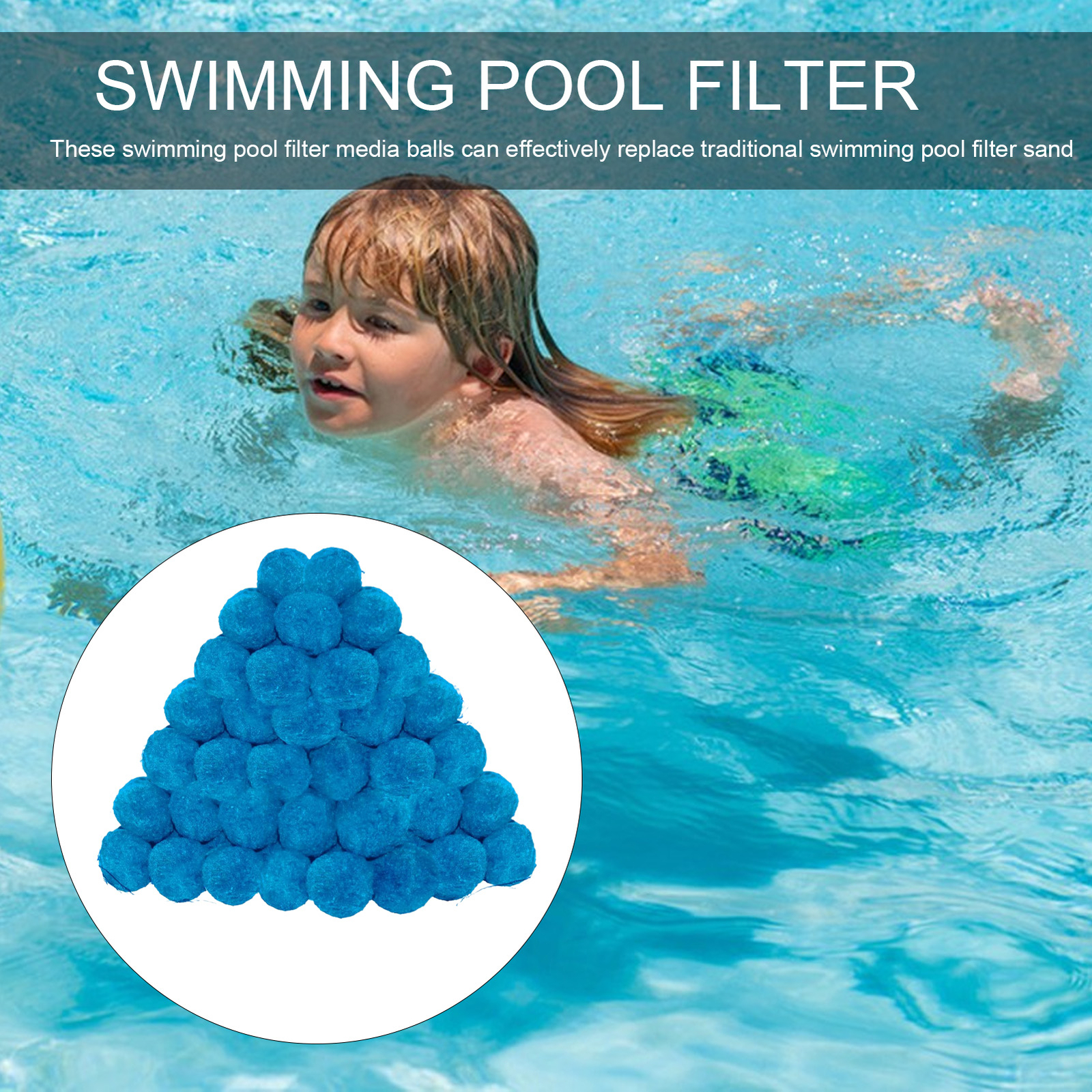Blue Pool Filter Balls Lightweight Reusable Swimming Kit for Machine