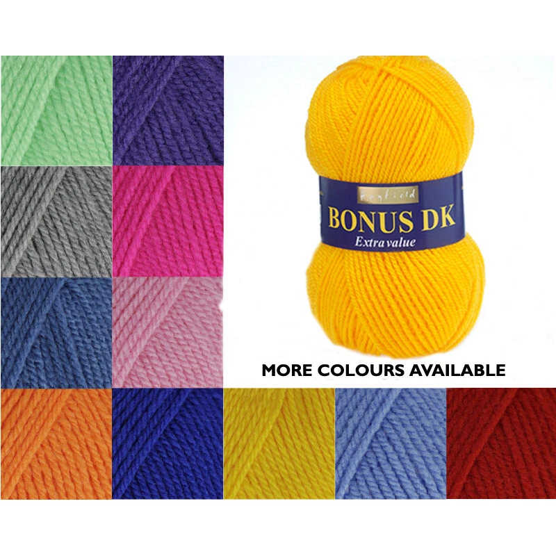 SIRDAR HAYFIELD BONUS EXTRA VALUE DK 100G KNITTING CROCHET YARN WOOL 100 COLOURS