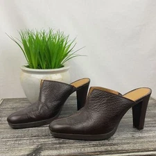 Unisa Sultana Brown Leather Mule Heel Clog Shoe 7