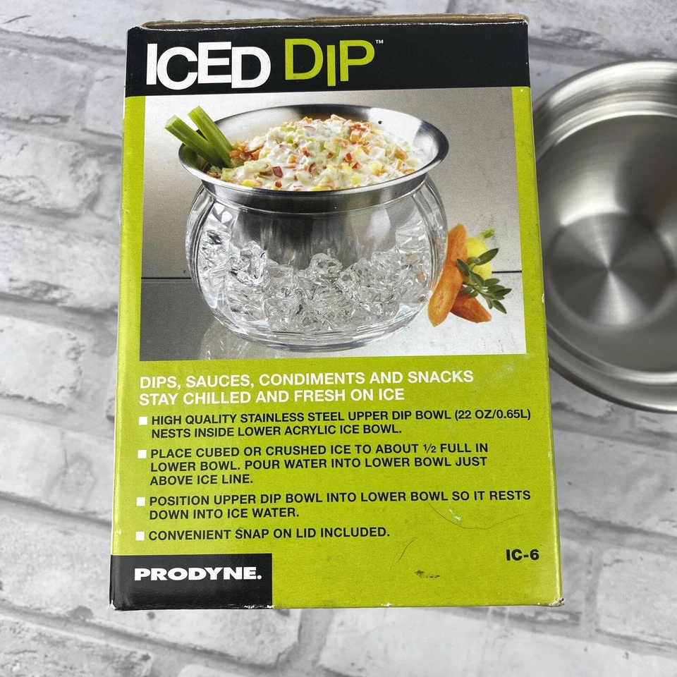 Prodyne Iced Dip 3 Piece Set Stainless Steel Serving Bowl With Lid Party New  - Image 3 of 3