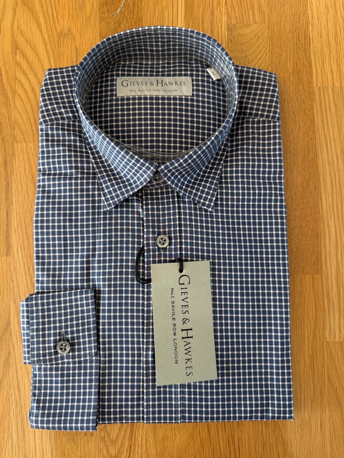 FILA Gieves & Hawkes Camicia da uomo a quadri blu navy (media) Nuova con etichette