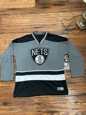 Brooklyn Nets NBA Ultra Game Hockey Jersey Men’s Large Black Gray NWT