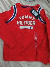 Tommy Hilfiger boys size XS 4-5 red cotton long sleeve crew neck t-shirt NWT