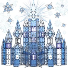 Aminy 100-Piece Magnetic Tiles Frozen Ice Castle Building Set
