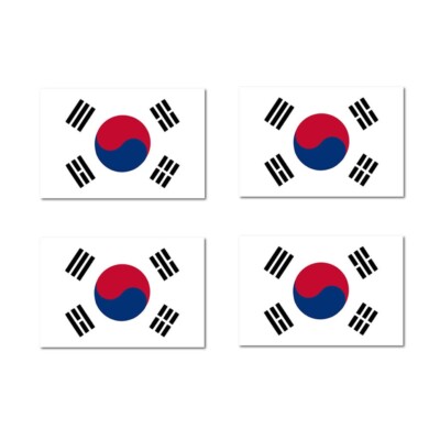 4er Set Korea Flagge Bügelbild Siebdruck Transfers für Stoffe koreanisches Team