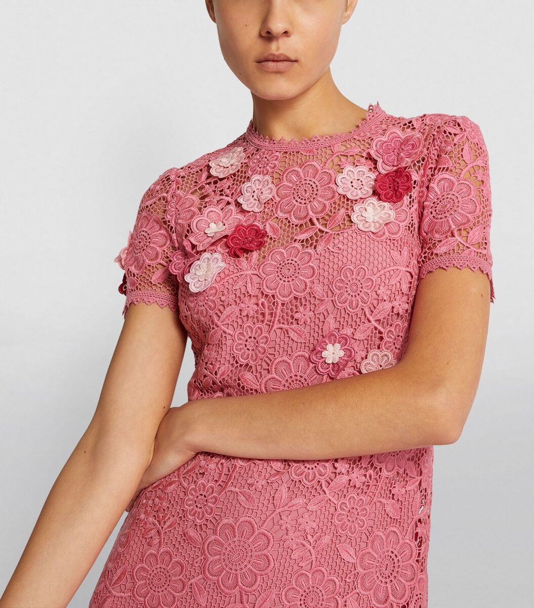 NWT $1,695 RED VALENTINO Floral-appliquéd macramé lace midi NWT $1,695 RED VALENTINO Floral-appliquéd macramé lace midi