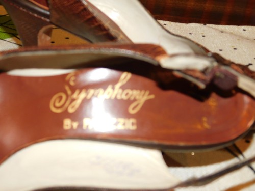 Palizzio Symphony Daytons Size 6.5 N Brown Lizard Croc 1940s Womens Slingback - Picture 9 of 13