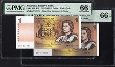 Australia 2 x 1 ONE Dollar P42d R78 1983 Johnston Stone PMG66 Gem UNC EPQ SET