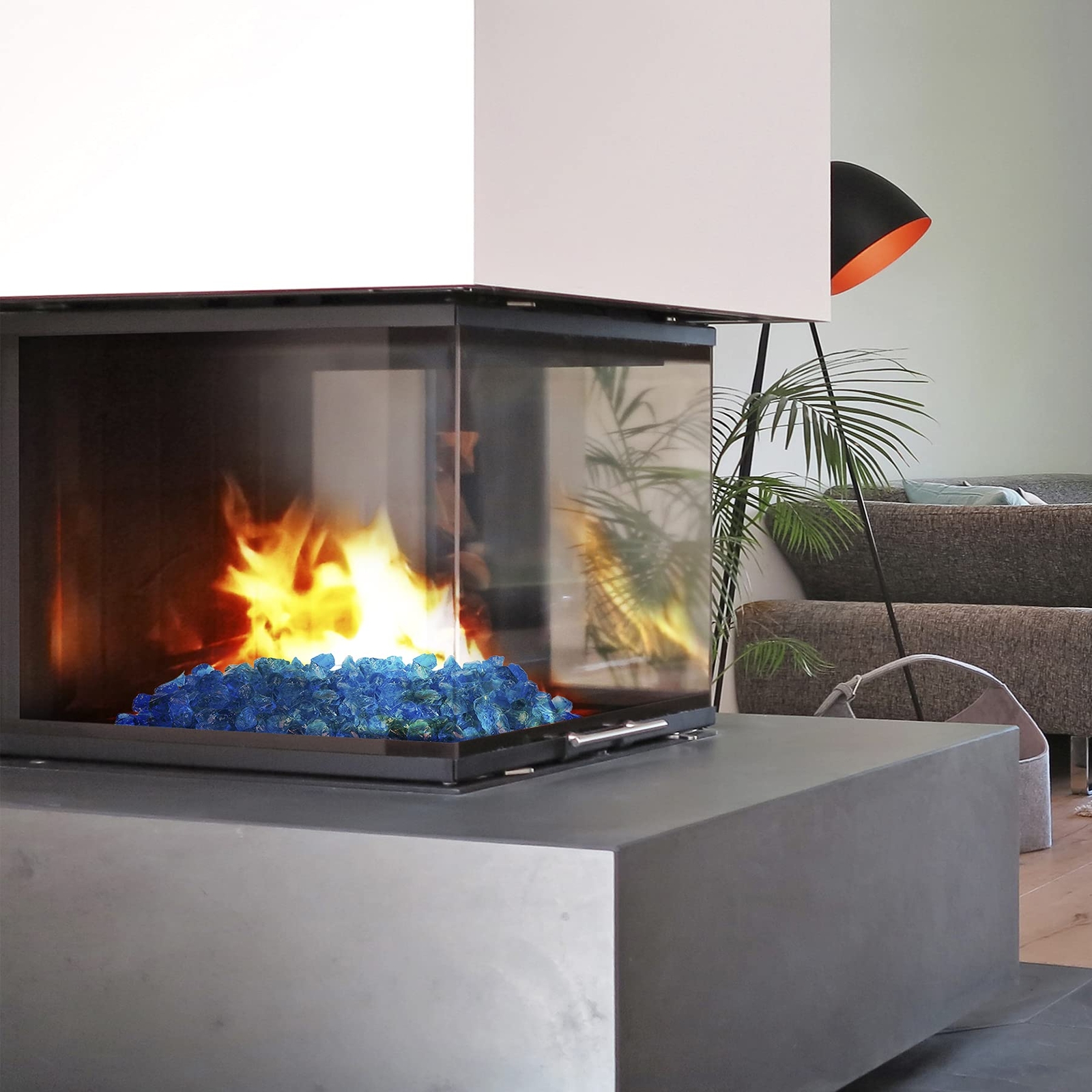 Crushed Fire Glass for Natural or Propane Fire Pit Fireplace and Landscaping ...