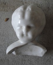 Vintage 1910s China Girl Doll Head and Partial Shoulders 2 3/4" Tall