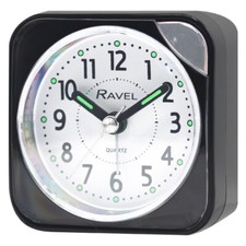 Image of Ravel Quartz Travel Alarm Clock White/Black/Silver RC001
