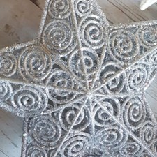 large 20 or 30cm Tree Star Topper christmas Silver Champagne Gold White Red Pink