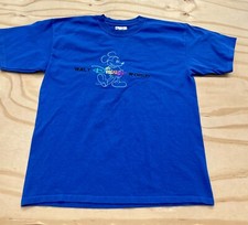 Vintage 90's Walt Disney World T-Shirt Mickey Rainbow Embroidered Size M Blue