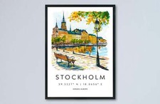 Poster acquerello Stoccolma stampa viaggio Stoccolma arte da parete Stoccolma Stoccolma