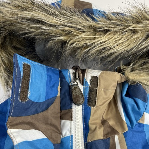 Roxy Ski Jacket Large Kids Girls Blue Khaki Full Zip Strap Up Fur Hooded Used - Picture 3 of 12