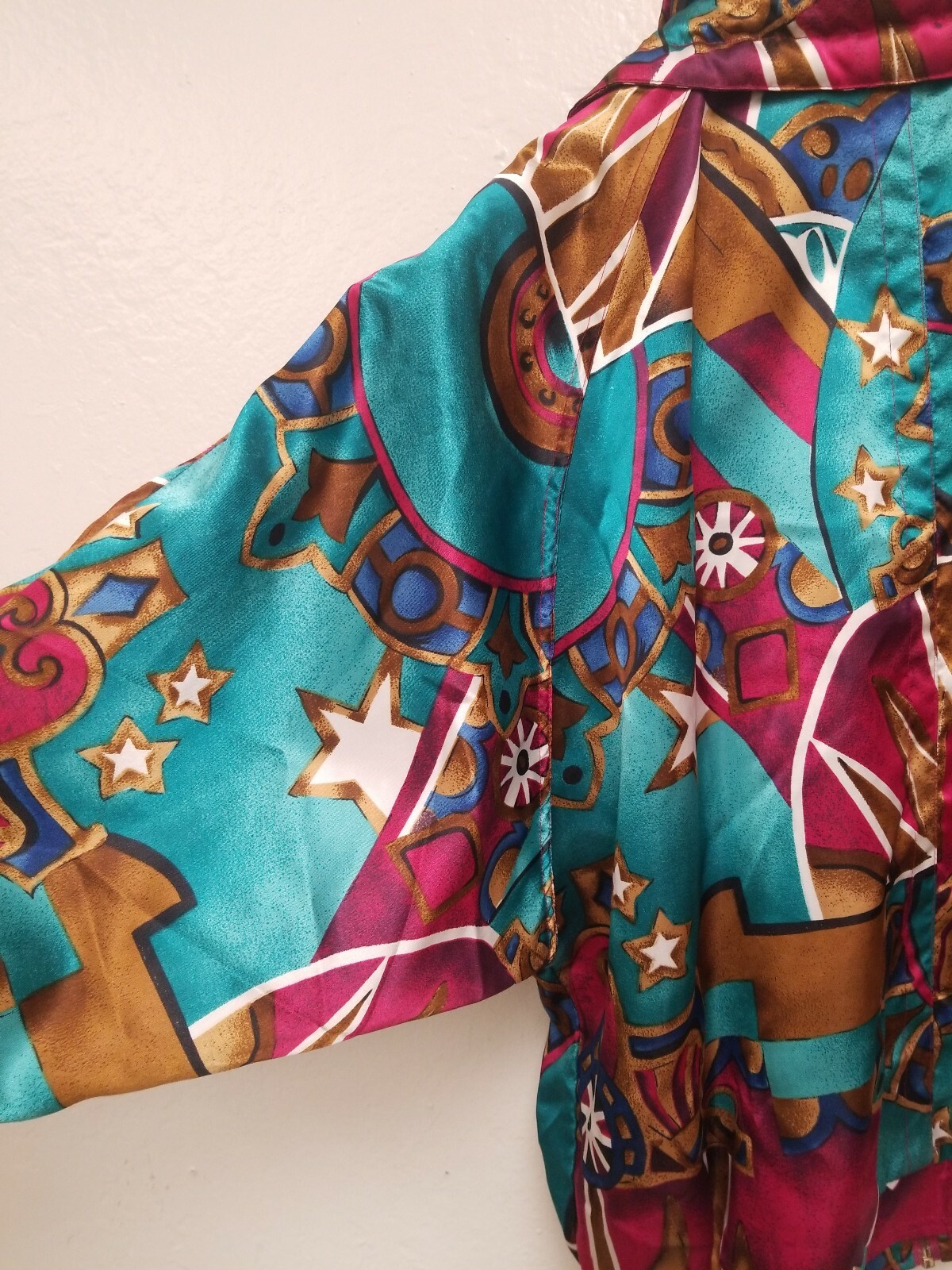 Vintage Lavon 80s Jacket Shoulder Pads Satin Colorful… Gem
