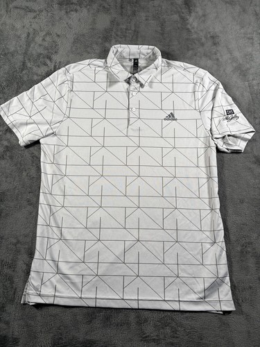 Adidas Golf Shirt Mens Large Polo Light Gray Geometric Performance Tech Athletic