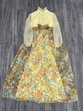 Vintage 60s 70s Hippie prairie Dress Gunne Sax ? Style Maxi A3