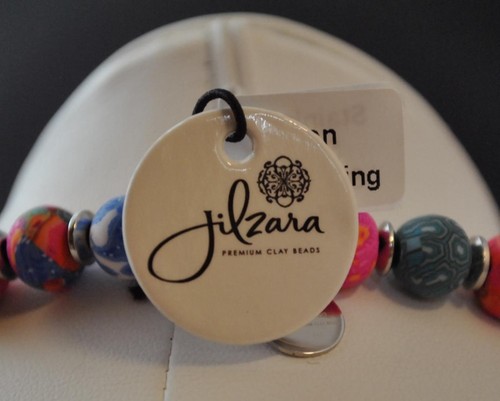 Jilzara Mosaic Elastic Medium Keepsake Necklace Polymer Clay Beads Handmade R2 - Picture 6 of 12
