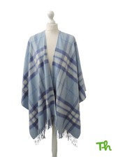 House of Edinburgh Cashmere Wrap Cape Blue Check Royal Mile Collection  AB