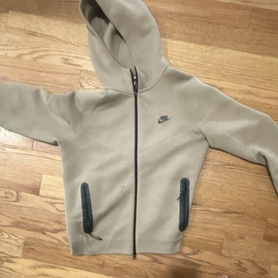 Nike Tech Fleece Full Zip Hooded Fleece Hoodie Beige Men's Size L Pockets