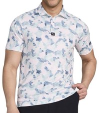 Bad Birdie Mens Mirage Oasis Core Performance Polo Shirt Pink Green Camo Sz L