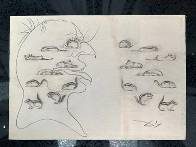 Salvador Dali Zeichnung auf Papier (Handmade) signiert und gestempelt Mischte... - Bild 1 von 4