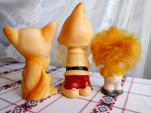 Vintage rubber toys Fox, dwarf and boy 70-80s USSR - Picture 4 of 8