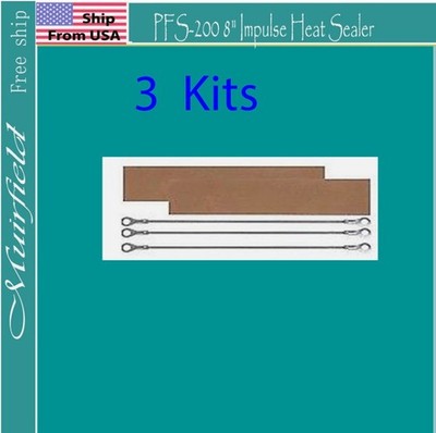 New PFS-200 8'' Impulse Heat Sealer Replacement Element Kit / 3 kits