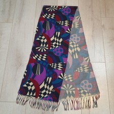 FENDI Acrylic Fringe Scarf Multicolor Geometric Print Rectangle