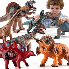 Big Dinosaur Toys for Kids 3-5, 7 Piece Realistic Soft Dinosaur Figures, Jumbo