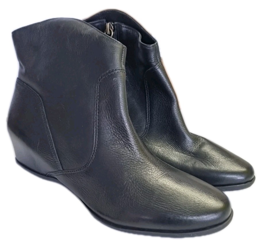 San Marina Black Leather Wedge Ankle Boots Womens Size EU 41 REF